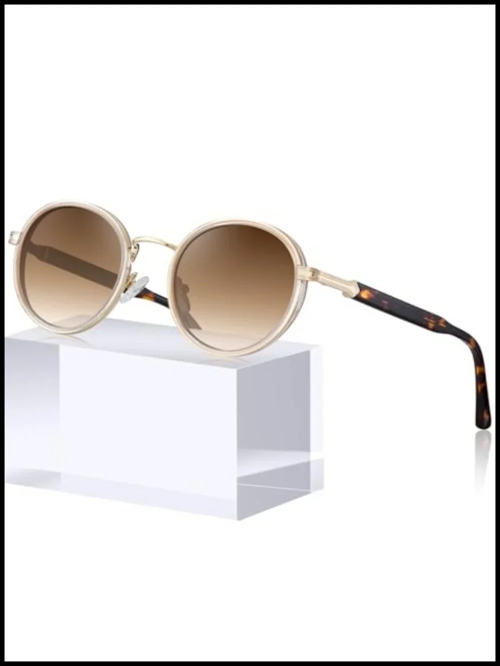 Retro Round Sunglasses Polarized UV Protection Acetate-Metal Frame